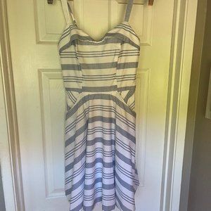 White & Baby Blue Stripe Sundress